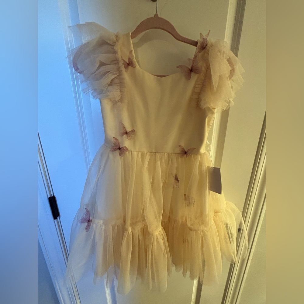 Elegant Cream Tulle Dress with Butterfly Accents